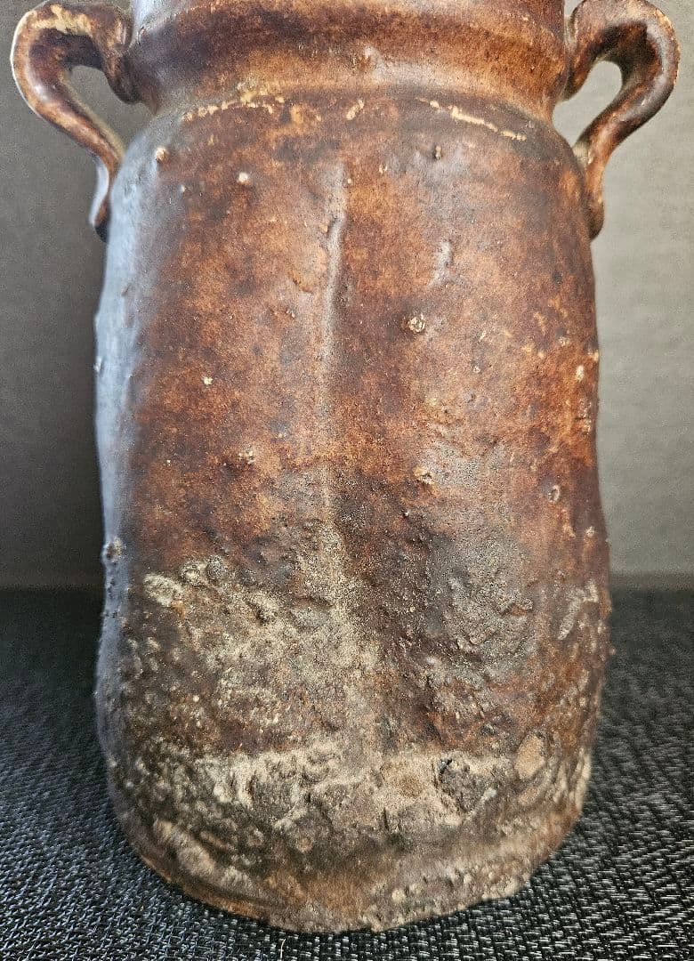 江戸時代　古信楽　双耳　壺　花入れ　花生け　茶道具　茶器　華道具　花器　オブジェ