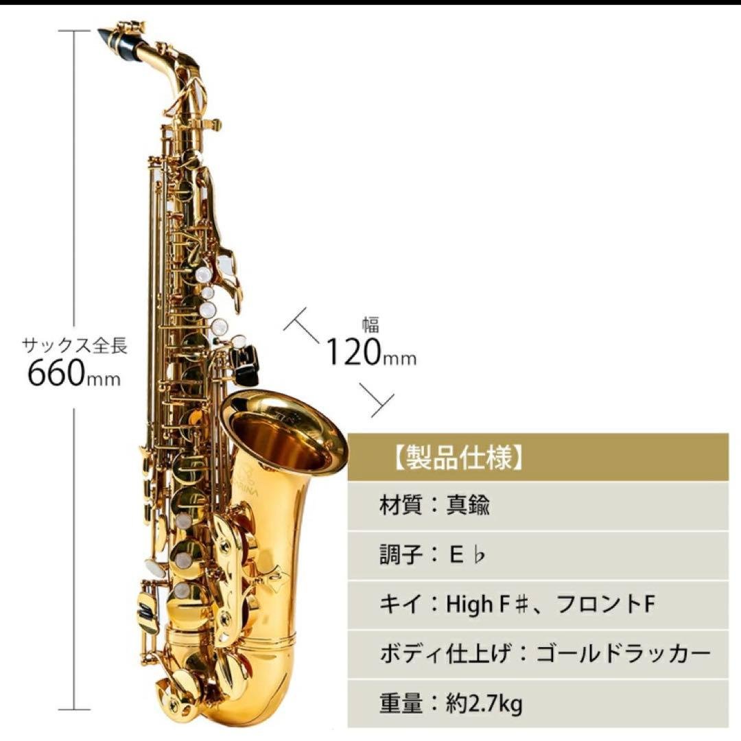 【くまぞう】アルトサックス 入門セット 8点　ゴールドラッカー ケース付き