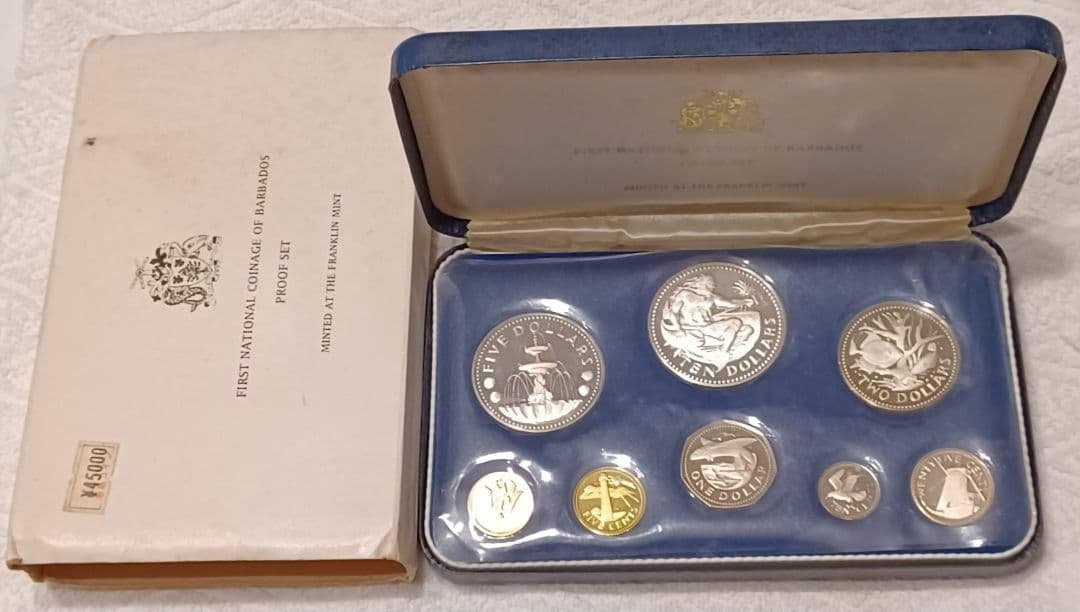 バルバドス初の国家貨幣プルーフセット 日本の種子島と同じくらいの面積の小さな島国