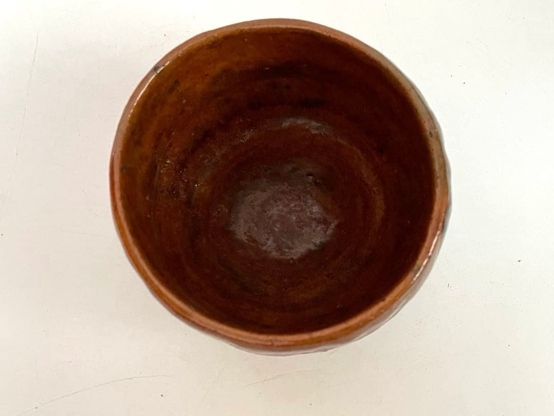 茶道具　骨董　大樋焼　飴釉　手捻り　茶碗　抹茶碗　共箱
