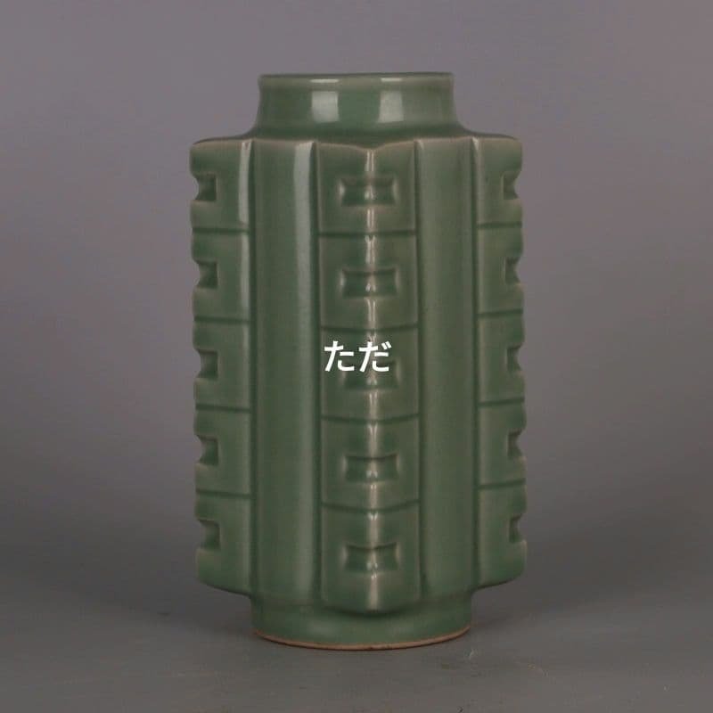 宋汝窯清涼寺開片琮式瓶 景徳鎮 陶磁器 装飾品 現代工芸品 美術品 置物
