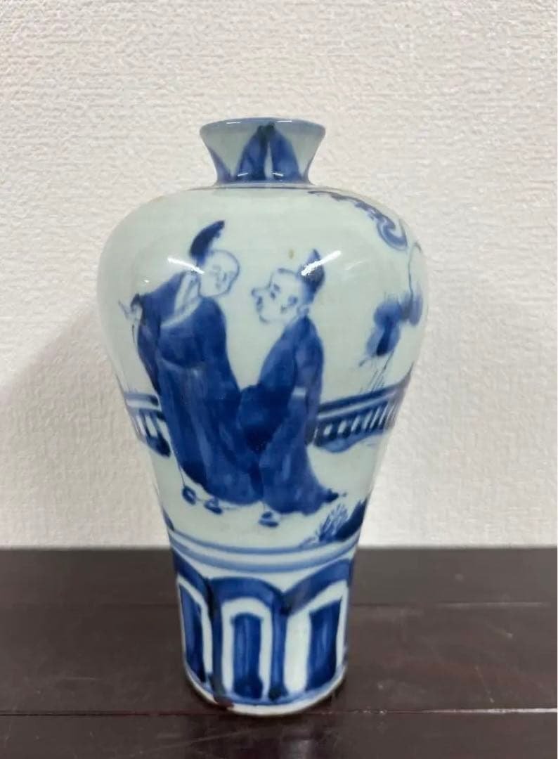 中国古美術　清時代染付人物梅瓶 /西X-004