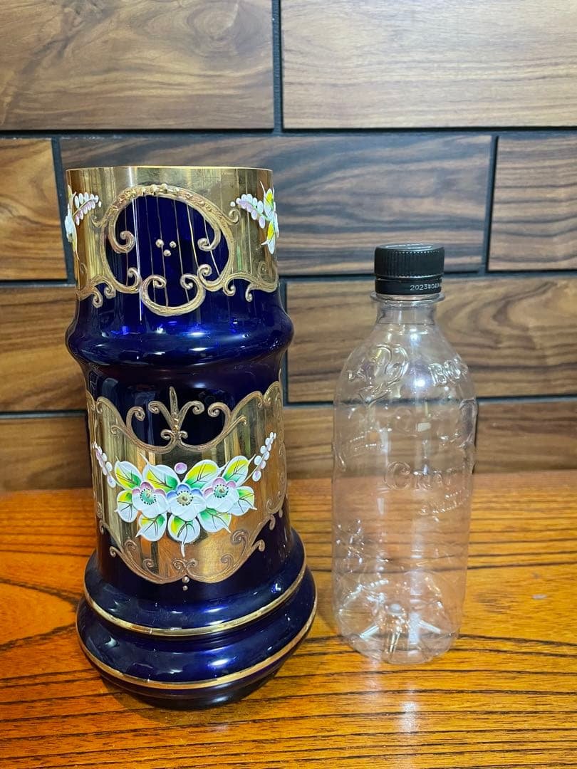 ベネチア　ボヘミア　金彩　大型　飾りグラス　ジョッキ　花瓶