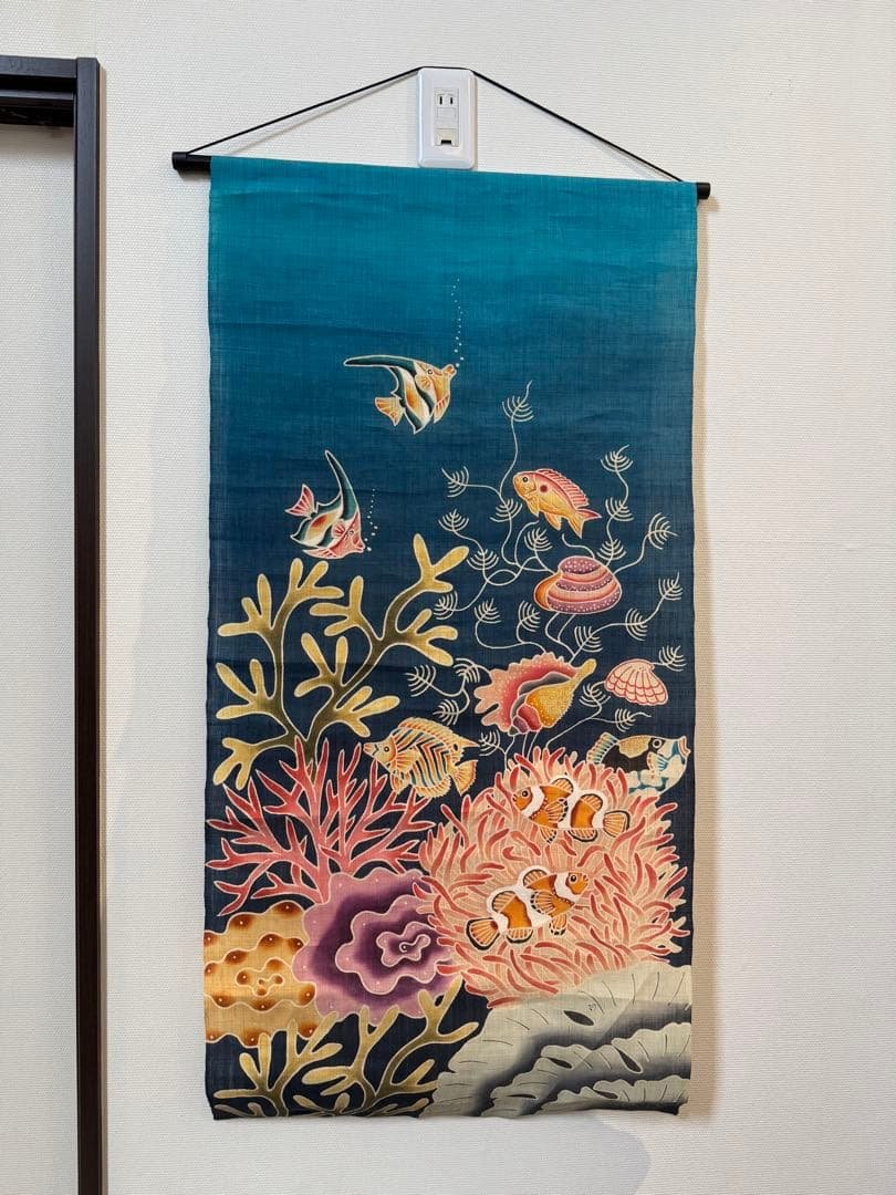 沖縄 紅型 海 タペストリー